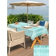 thumbnail image 5 of Outdoor Tablecloth with Umbrella Hole for Patio/Picnic/Party/Camping, Turquoise Waterproof Table Cloth Rectangle Table Cover Washable, Modern Abstract Art Ombre Striped (60"x 84"), 5 of 8