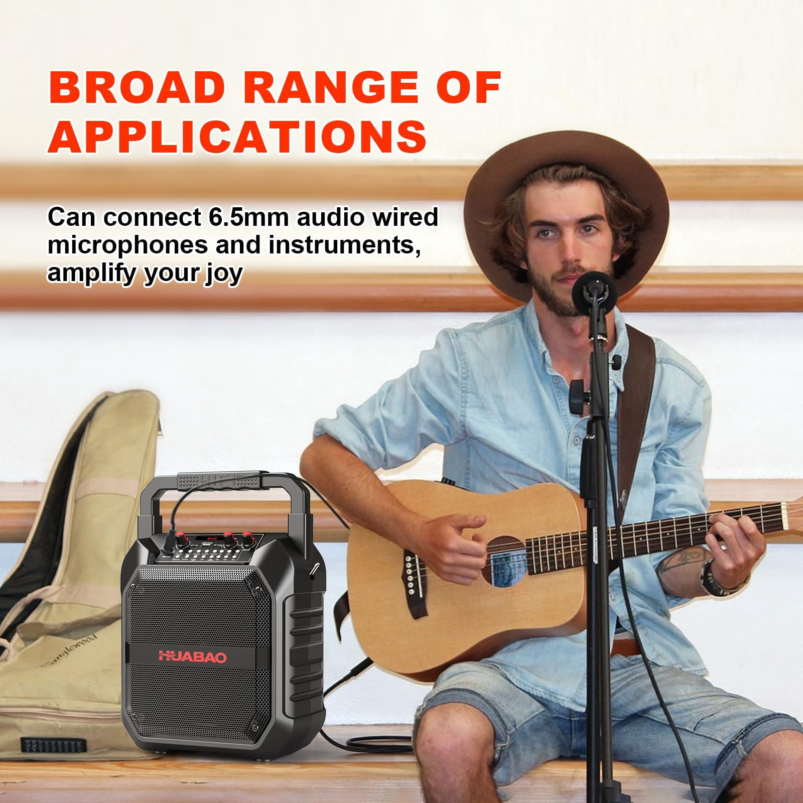 HUABAO Karaoke Machine, Portable Bluetooth Speaker with 1 Wireless Microphone and Remote Control for Home and Outdoor Party
