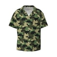 thumbnail image 3 of Goofa Camouflage Dinosaur Printed Men's Casual Short-sleeved Shirt,Lightweight Breathable Button-down,Summer Casual men's top,Versatile Fashion shirt-Small, 3 of 7