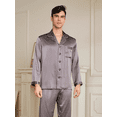 thumbnail image 2 of THXSILK Silk Pajamas for Men, 2 pcs Long Pajamas Set, Natural 19 Momme Mulberry Silk, Soft& Lightweight, Gray, XS, 2 of 6