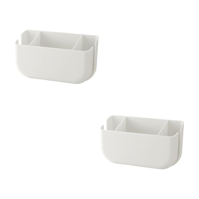 2PC Spoon And Lid Rest Wall Mounted Storage Box With Hook Mobile Phone Holder Mobile Phone Charging Station Remote Control Storage Box Self Adhesive Double Sided Tape Fixed Position White