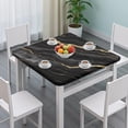 thumbnail image 3 of Black Gold Marble Pattern Square Fitted Tablecloth with Elastic Edge,Square Table Cover,Washable Elastic Table Cover for Home Kitchen Party Decor 36"x36", 3 of 6