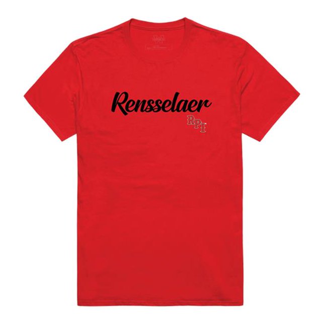W Republic 554-367-RED-02 Men Rensselaer Polytechnic Institute Script T-Shirt, Red - Medium