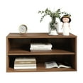 thumbnail image 2 of GZXS 2-Tier Wooden Storage Cabinet, Open Organizer Shelf for Home Office, Bedroom, and Living Room, 28.35" Wide, Walnut Finish, 2 of 7