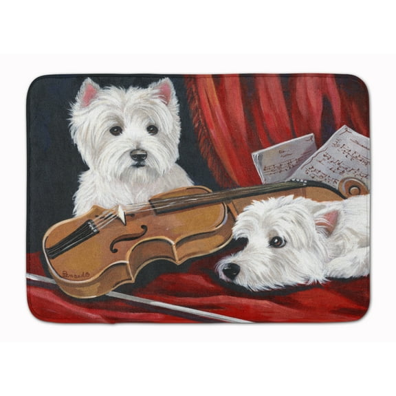 Carolines Treasures PPP3279RUG Westie Fiddlers Bath Mat Machine Washable  Anti-fatigue Memory Foam Kitchen Rug  19 X 27"
