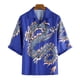 thumbnail image 5 of Qarigey Hombres Mujeres Camisa de playa hawaiana Casual Abotonado Manga corta Dragón simple Transpirable Estilo étnico Camiseta diaria Camisetas Azul XXL, 5 of 6