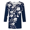 thumbnail image 5 of Craaazy Shirts for Women Vintage Floral Print 3/4 Length Sleeve Round-neck Spring Summer Clothes Gifts, 5 of 5