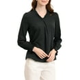thumbnail image 4 of INSPIRE CHIC Women's V Neck Round Hem Blouse Long Sleeve Top, 4 of 6