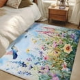 thumbnail image 4 of Watercolor Wildflower Area Rugs 4x6 ft Hummingbird Hand-painted Flowers Bird Washable Rug Non Slip Indoor Carpet Absorbent Floor Mat for Living Room Bedroom Dining Room, 4 of 9