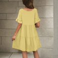 thumbnail image 3 of Diufon Womens Summer Casual Dresses Cute V Neck Mini Dress with Pockets Ruffle Short Sleeve Shirt Dress, 3 of 9
