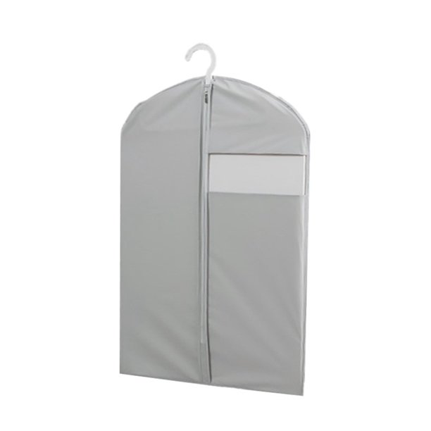 Funda protectora de PEVA para ropa con cremallera, transpirable, para guardar ropa, trajes, vestidos, 60 x 90 cm (gris claro)