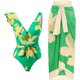 thumbnail image 1 of Traje de baño de mujer de cintura alta de una pieza bikini falda larga conjunto push up barriga control monokini sexy traje de baño, 1 of 4