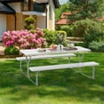 thumbnail image 2 of Costway 6 FT Picnic Table Bench Set Outdoor Dining Table & 2 Benches with Metal Frame White, 2 of 10