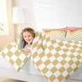 thumbnail image 4 of Homewish Khaki Square Buffalo Bedding Comforter Set for Kids, Kawaii Rainbow Line Twin Comforter Sets, Cute Cartoon Checkered Reversible Bedding Set, Breathable Home Decor, 2 Pieces, 4 of 8