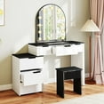 thumbnail image 2 of Vanity Set With Lights Vanity Table With Mirror Vanity Desk With Drawers Modern Vanity Desk Chair Set With Mirror Light Fashionable Makeup Table With Glass Top Multi Drawers For, 2 of 10