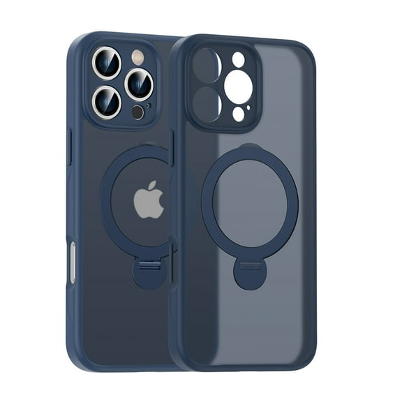 iPhone 16 Pro Magnetic Case, Compatible with Magsafe & Car Mount Grip Ring Holder Kickstand Translucent Bumper Rugged Shockproof Phone Case for Apple iPhone 16 Pro, Darkblue