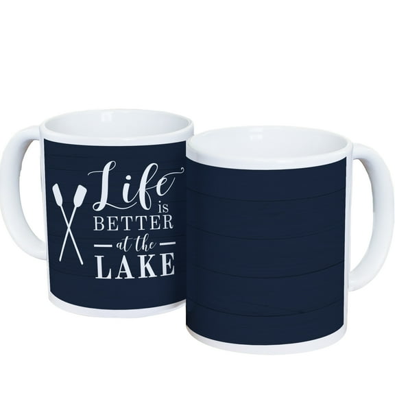 GiftsForYouNow Lake Life Mug – “Life is Better at the Lake” Navy Coffee Cup