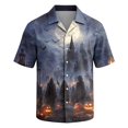 thumbnail image 5 of Men's Halloween Shirts Skeleton Witch Hat Graphic Collared Casual Tees Pumpkin Print Short Sleeve Horror Cute T Shirt 3XL, 5 of 6
