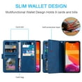 thumbnail image 4 of Nalacover Zipper Wallet Case For iPhone 12 Pro Max,360 Protection Luxury PU Leather Flip 9 Credit Card Slots and 2 Cash Pockets Holder Magnetic Shockproof Cover with Detachable Wrist Strap,Darkblue, 4 of 9