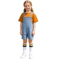 thumbnail image 7 of LRen Overalls for Girls Size 10-12 Summer Denim Shortsalls+ Solid Color Top+Socks 3Piece Set Loose Fit Cotton Daily Wear Stretchy Denim Rompers With Pockets, 7 of 7