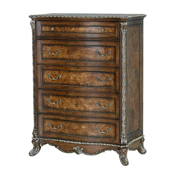 ACME Devany 5-Drawer Transitional Wood & Resin Chest in Rich Cherry