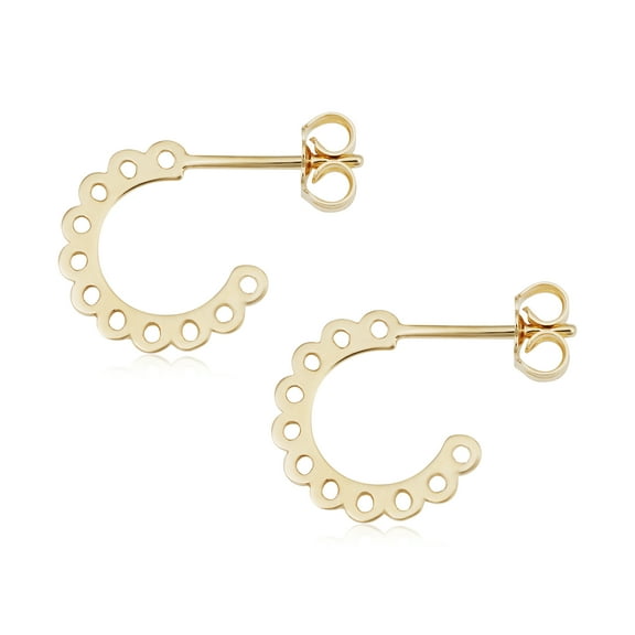 Au Naturale 14k Yellow Gold Flower Mini Open Hoop Earrings | Made In Italy