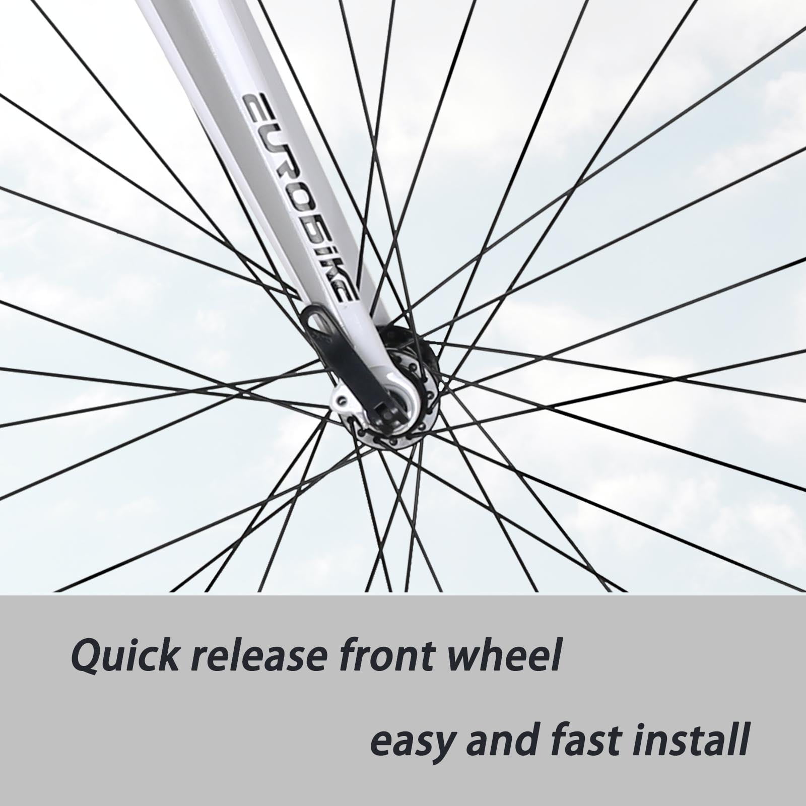 EUROBIKE XC7000 Mens and Womens Hybrid Road Bike Lightweight Aluminum Frame 700C Wheel Adult Road Bikes 14 Speed Commuter Racing Bicycle White