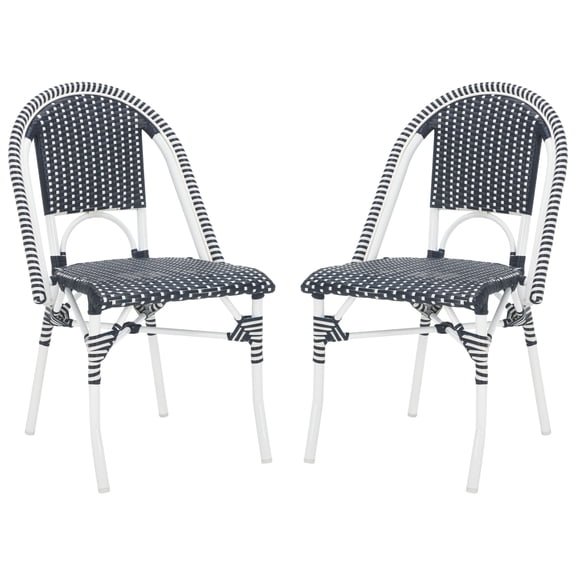 Safavieh Torino Outdoor Metal Dining Side Chairs - Set of 2, Navy/White