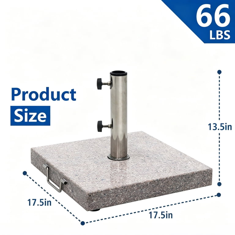 66 pound concrete patio umbrella stand bases Abble 66 lbs Heavy Duty Square Granite Umbrella Base Stand with Wheels and  Handle in Gray