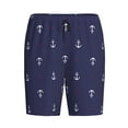 thumbnail image 4 of Easygdp Anchor Heart Blue Men's Short Pajama Pants, Sleep Shorts, Household Pants, Casual Pants with Pockets - 3X-Large, 4 of 9