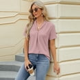 thumbnail image 2 of FLMEI Summer T-Shirts Tees for Women's Causal Loose V Neck Blouses Tops Lightweight Short Sleeve Casual T-Shirts S-XXL, 2 of 9