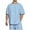 Sky Blue1, variant on Maean Mens Cotton Linen Shirts Buttons Neck Short Sleeve Loose Solid Color Causal Basic Tee Tops