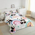 thumbnail image 3 of Manfei Kawaii Panda 3-Piece Full Size Comforter Sets,Cartoon Rainbow Bedding Comforter Set,Cute Animal Lightweight Bedding Sets,Super Cozy Wildlife Room Decor,Reversible, 3 of 8
