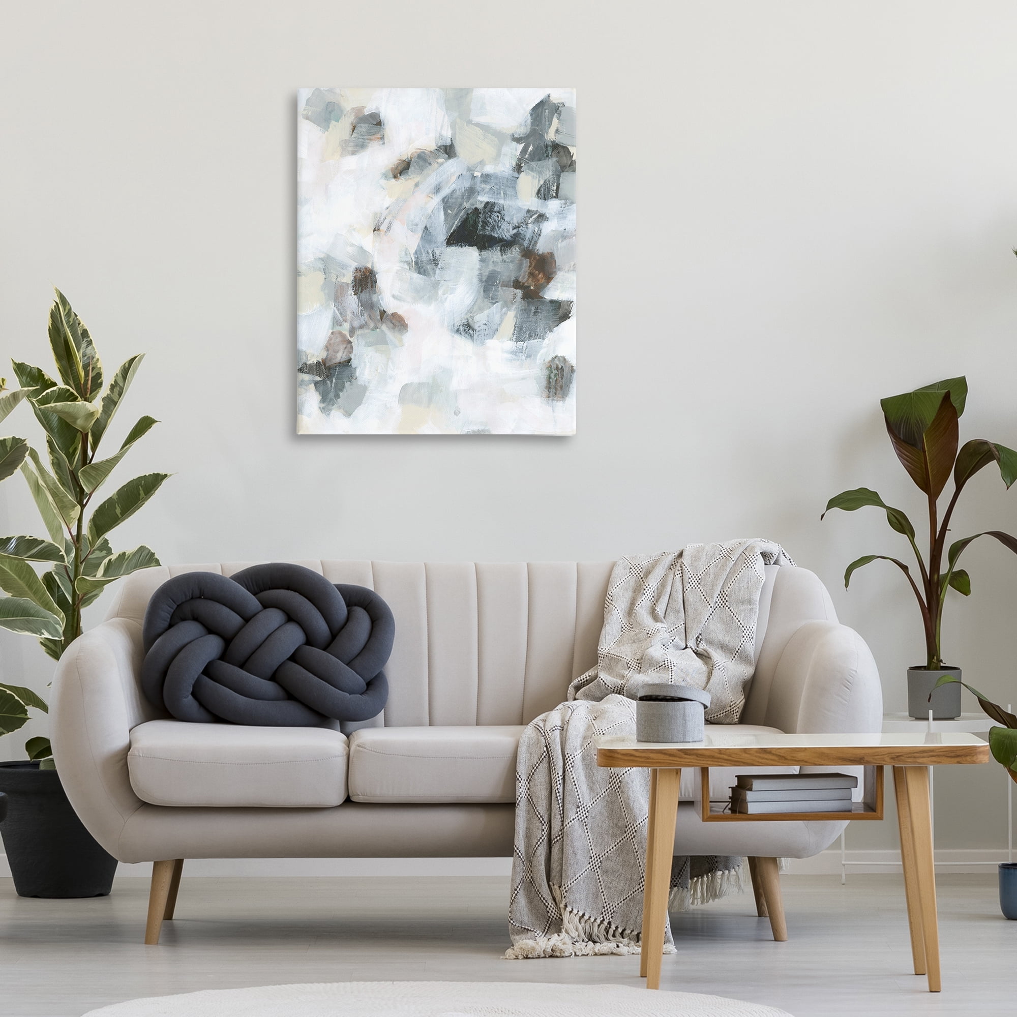 Stupell Industries Soft Grey Composition Abstract Painting Wrapped Canvas Art Print Wall Art, 30 x 40