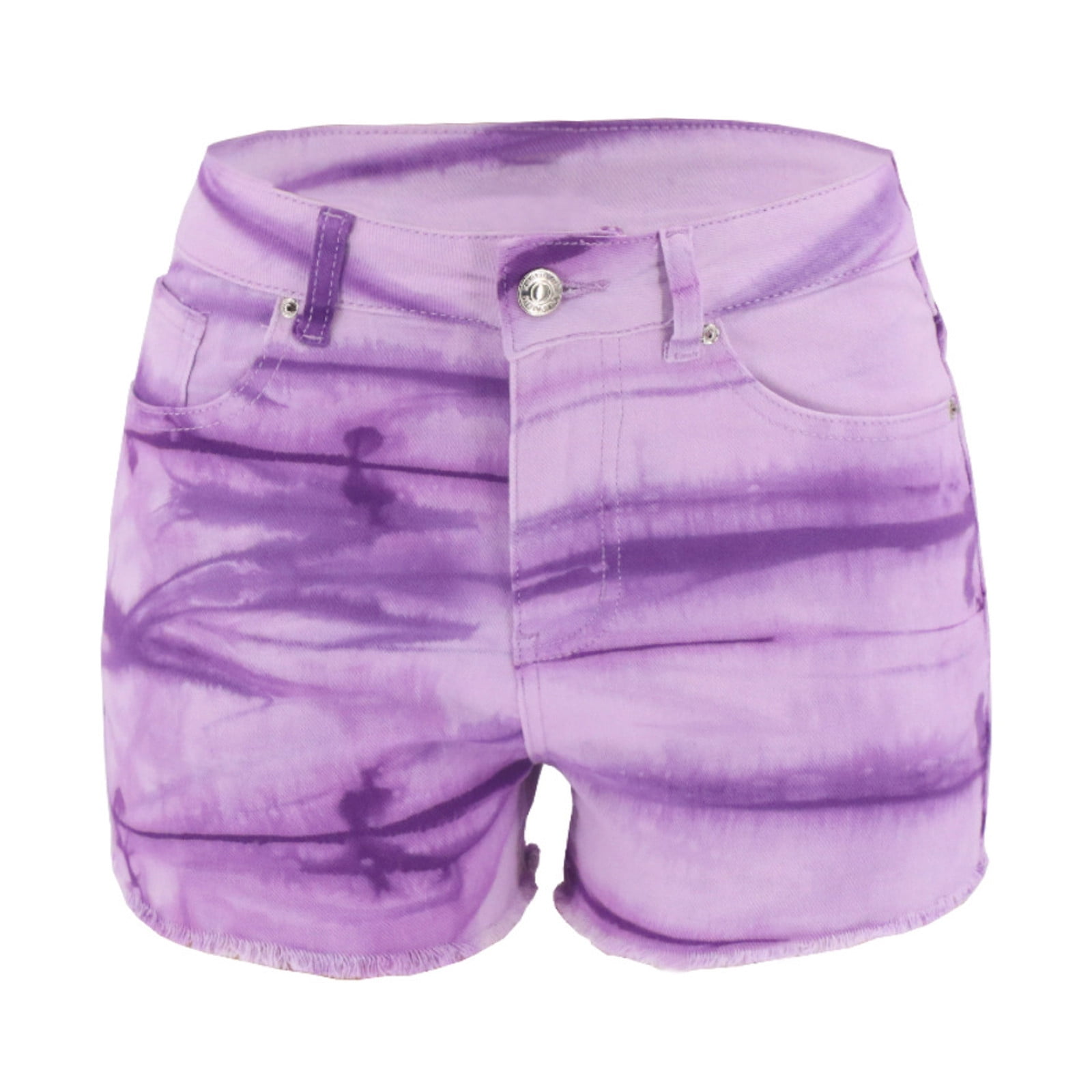 purple jeans shorts