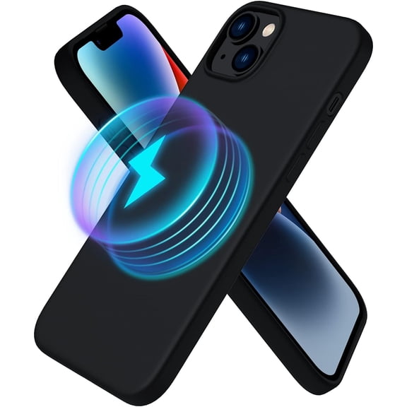 Magnetic Case for iPhone 14 Plus Case [Compatible with MagSafe] with Screen Protector, Liquid Silicone 3 Layers Full Covered Gel Rubber Shockproof Protective Case Cover 6.7 inch-Midnight