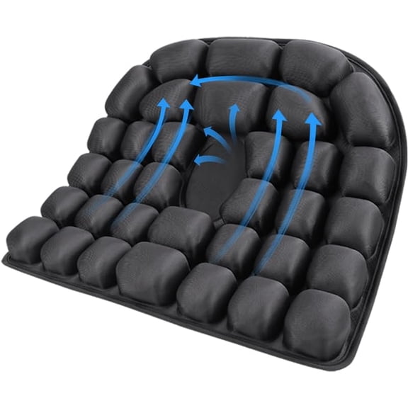 Inflatable Travel Seat Cushion for Airplane - Portable Air Pad with Built-in Pump for Long Flights & Car Rides - Ergonomic for Office Chair, Wheelchair, Stadium
