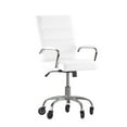 thumbnail image 2 of BizChair Mid-Back White LeatherSoft Executive Swivel Office Chair with Chrome Frame, Arms, and Transparent Roller Wheels, 2 of 9