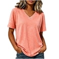 thumbnail image 2 of Neewe Short Sleeve V Neck Tees for Womens Tops Daily Fashion Clothes 2026 Casual Summer Spring Fall Outfits, 2 of 6