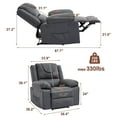 thumbnail image 5 of PU Leather  Manual Recliner Chair 35° Front & Rear Adjustable, with Heating & Massage, Side Storage Pockets & Remote Control, Ideal for Living Room & Bedroom, 5 of 7