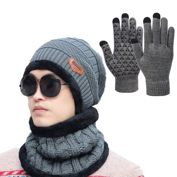 ZSQDM Women and Men Winter Knit Warm Hats Scarf Dual Purposehat Ear Protection Windproof Hat Warm Gloves Three Piece Set Women beanie Hat Rack for Wall Scarf ,Hat,& Gloves Bottle Caps