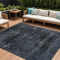 HomeRoots 631020 8 x 10 ft. Charcoal & Gray Floral Washable Indoor & Outdoor Rectangle Area Rug