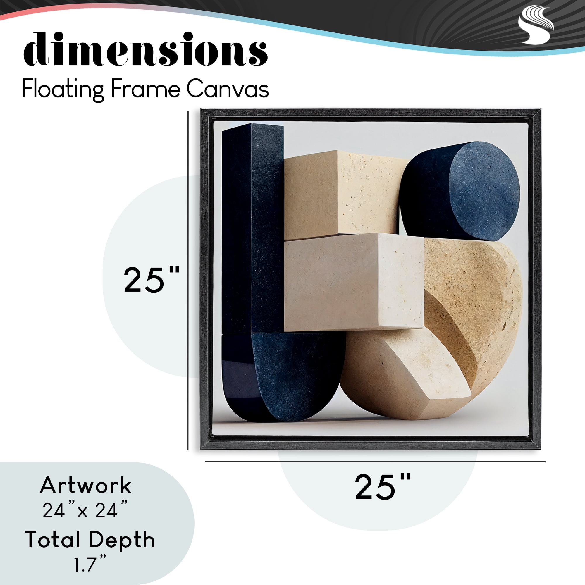Shapes Of Things Geometric Contour Black Framed Floater Canvas Wall Art, design by Sasha