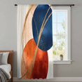 thumbnail image 4 of Navy Blue Burnt Orange Sheer Curtains 45 Inches Long, Geometric Modern Boho Art Light Filering Curtains, Breathable Simi Curtain Privacy Drapes for Kitchen Bathroom Lightweight Small Window Treatment, 4 of 9