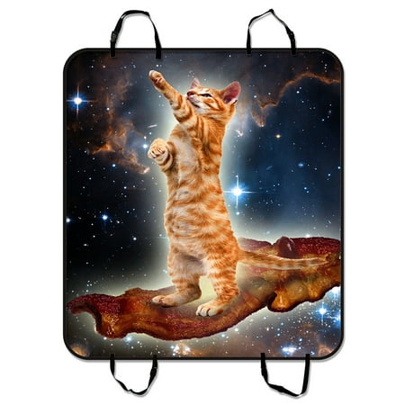 GCKG Funny Bacon Cat in Space Pattern Pet Car Seat Cover Dog Car Seat Mat Hammock Cargo Mat Trunk Mat For Cars Trucks and SUV 54x60