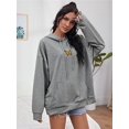 thumbnail image 1 of Women Butterfly Embroidery Sweater, Long Sleeve Front Pocket Drawstring Hoodie Autumn and Winter Sweatshirt, 1 of 4