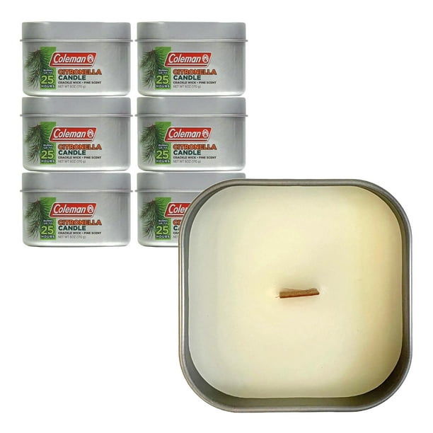 Candle Coleman con aroma a pino citronela para exteriores, 175 ml (6 unidades)