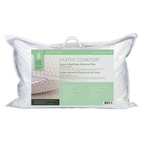 Earthy Comfort Oreiller Alternatif en Duvet Enrichi De Cuivre - Très Grand Lit