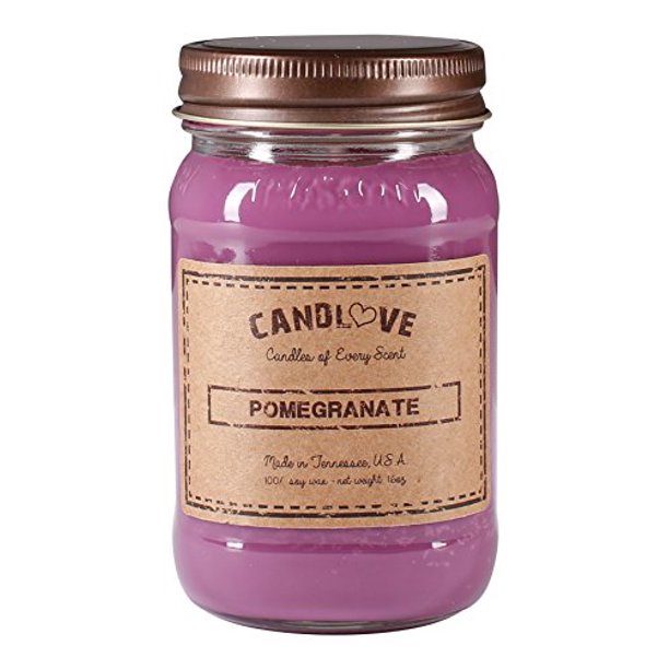 CANDLOVE "Pomegranate"Scented 16oz Mason Jar Candle 100 Soy Made In