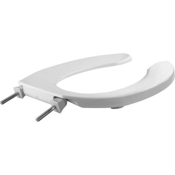 Elongated Plastic Open Front Less Cover Toilet Seat with Self-Sustaining Check Hinge, White